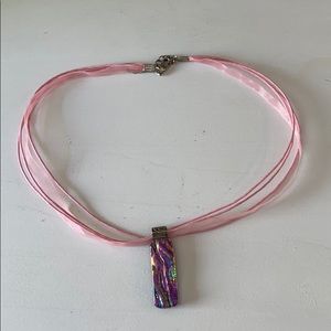Pink glass necklace